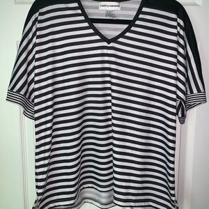 Black and White Striped V-Neck